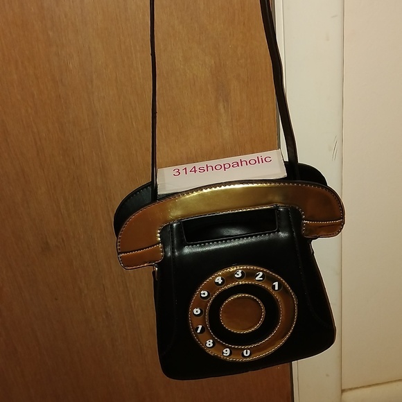 Black / Gold Telephone Purse With Removable Strap - Picture 8 of 9